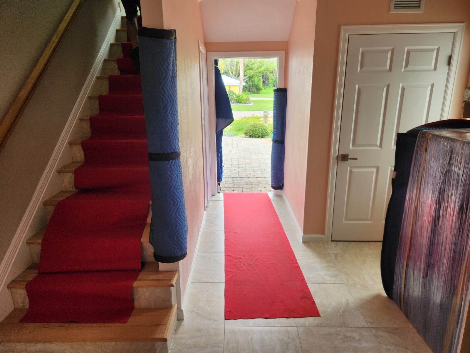 Floor and railing protection installed by Triton Moving
