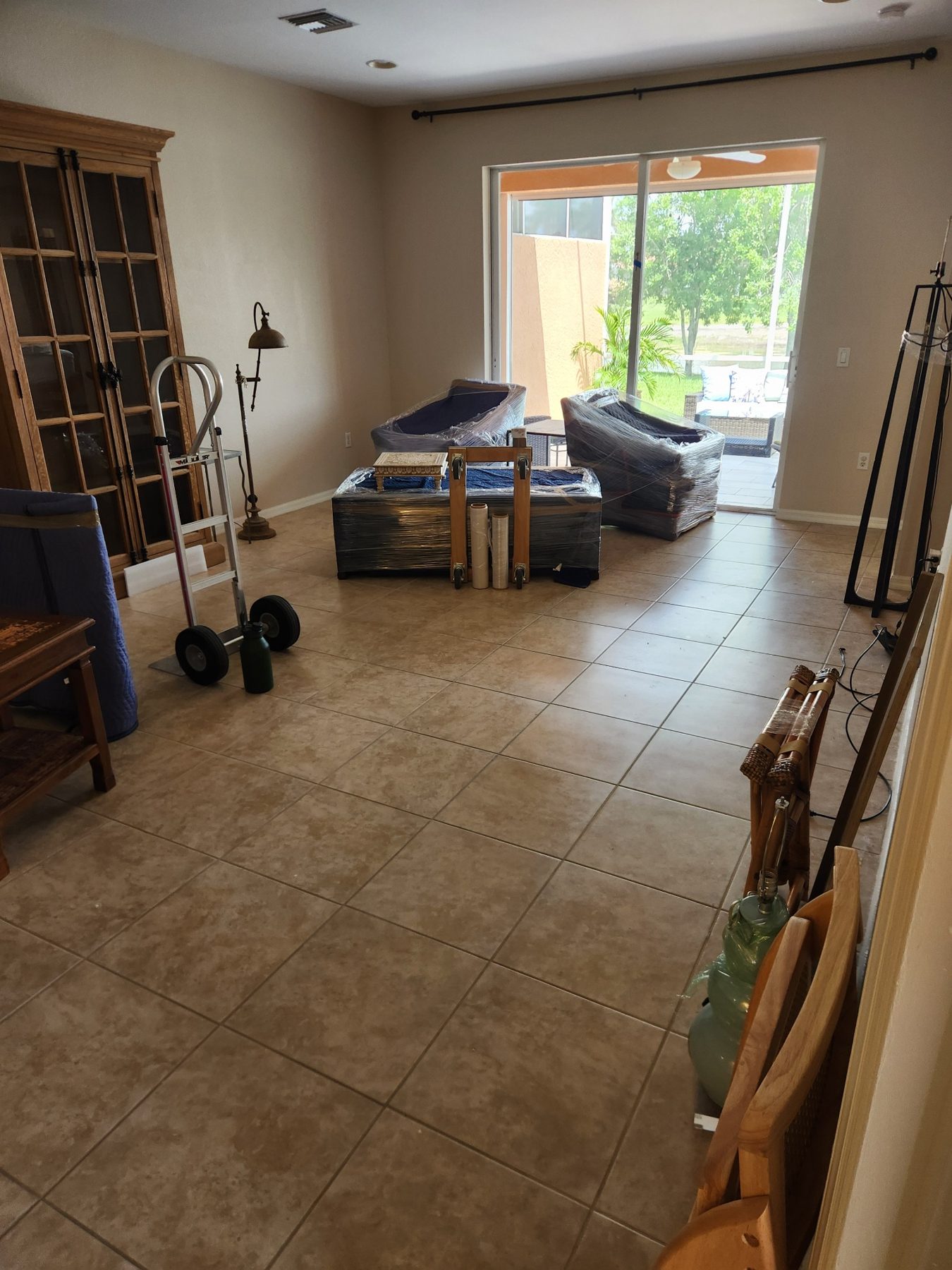 Carefully wrapped furniture during a residential move